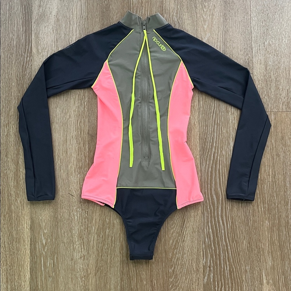 Rip Curl Maverick Rash Guard surf suit swimsuit Zip Up Color Block One Piece XS - Picture 6 of 10